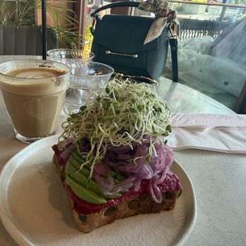 Cafe Hagen - Red beets hummus toast - Cafes Near Me - Kirkland, Washington