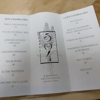 Table 504 - Menu - Caterers Near Me - Santa Clarita, California