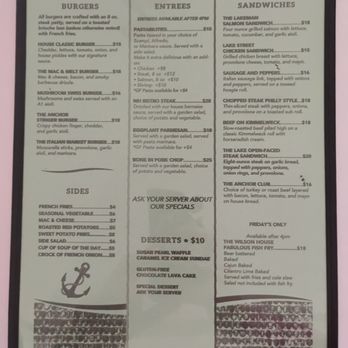 The Wilson House - Burgers, sandwiches, entrees, sides and desserts menu May 2026 - Venues & Event Spaces Near Me - Wilson, New York The Wilson House - Burgers, sandwiches, entrees, sides and desserts menu May 2026 - Venues & Event Spaces Near Me - Wilson, New York