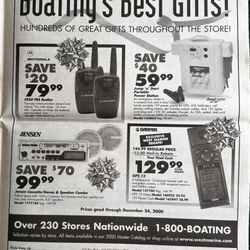 West Marine - Advert in Western Outdoor News December 1 2000