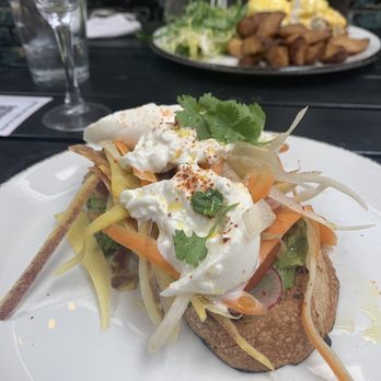 Rosebud Bar & Kitchen - Avocado and Burrata Toast with vegetables. - New American Near Me - Somerville, Massachusetts