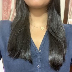 Uneven hair cut.