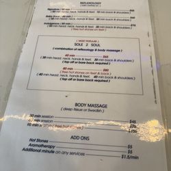 Midtown Reflexology - Services menu as of March 2026