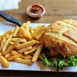 Blazing Onion Burger Company - Hickory BBQ Burger with Regular Fries