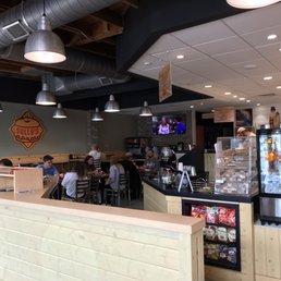 the inside of a restaurant