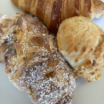Lafayette Bakery & Cafe - Almond croissant, plain croissant, and white chocolate orange peel bread - Bakeries Near Me - Carmel, California