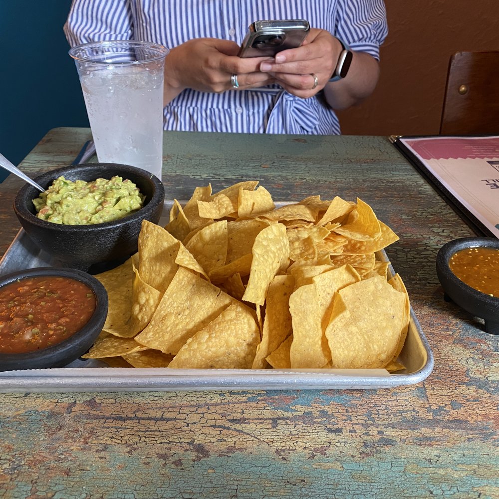 Ajolote Mexican Grill - Chips with roja and chipotle tomatillo salsas, guacamole - Mexican Near Me - Chelmsford, Massachusetts Ajolote Mexican Grill - Chips with roja and chipotle tomatillo salsas, guacamole - Mexican Near Me - Chelmsford, Massachusetts