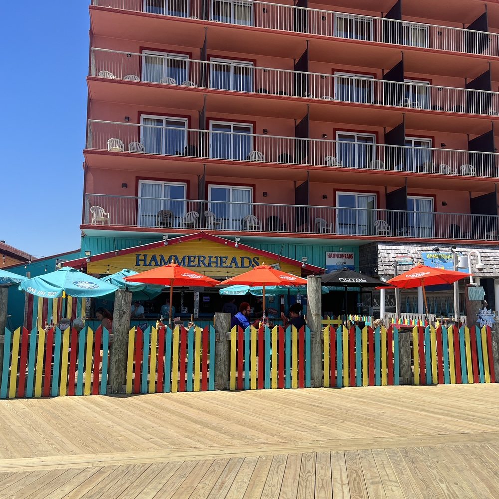 Hammerheads On the Beach - a boardwalk with umbrellas - Burgers Near Me - Ocean City, Maryland