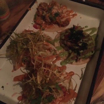 Dos Santos - 2 shrimp on the bottom, Tinga on top left, and a porky to the right of that - Mexican Near Me - Denver, Colorado