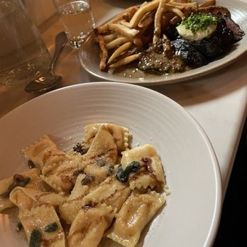 Turtle + The Wolf - Roasted Sweet Potato Agnolotti and Chocolate Peanut-Butter Tart - New American Near Me - Montclair, New Jersey