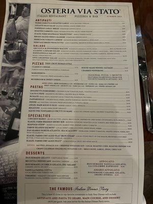 Menu photo 1 Osteria Via Stato Chicago, IL Menu photo 1 Osteria Via Stato Chicago, IL