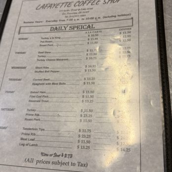 Lafayette Coffee Shop - Daily special menu - American Near Me - San Francisco, California Lafayette Coffee Shop - Daily special menu - American Near Me - San Francisco, California