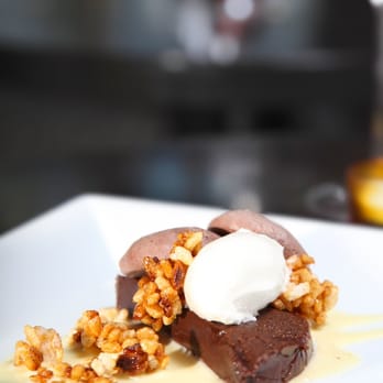 Vin Room Mission - a chocolate dessert on a white plate - Tapas Bars Near Me - Calgary, Alberta Vin Room Mission - a chocolate dessert on a white plate - Tapas Bars Near Me - Calgary, Alberta