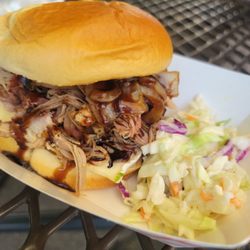 Mouthole BBQ - Angry Brie- pulled pork sandwich with Brie cheese, caramelized onions, and Balsamic Glaze