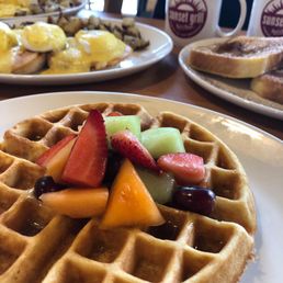 Waffle with fresh fruit Photo taken by @CheatEatsTO Instagram page Waffle with fresh fruit Photo taken by @CheatEatsTO Instagram page