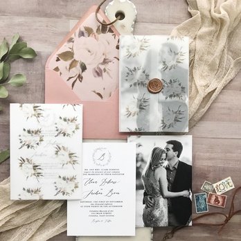 Unica Formo - Dusty Rose Floral Vellum Wraps with vellum liners for this feminine wedding invitation suite. - Web Design Near Me Unica Formo - Dusty Rose Floral Vellum Wraps with vellum liners for this feminine wedding invitation suite. - Web Design Near Me