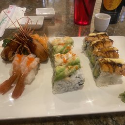 Jumbo Shrimp, Maine Lobster Roll and Happy Salmon Roll. Jumbo Shrimp, Maine Lobster Roll and Happy Salmon Roll.