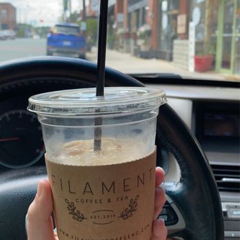 Filament Coffee + Tea - 20oz Iced caramel cold brew with 1/2&1/2 - Coffee & Tea Near Me - Mebane, North Carolina Filament Coffee + Tea - 20oz Iced caramel cold brew with 1/2&1/2 - Coffee & Tea Near Me - Mebane, North Carolina