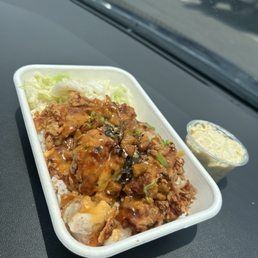 Mochiko Chicken and Mac Salad