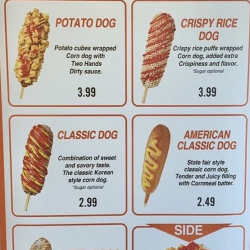 Two Hands Corn Dogs - Outside Menu - Korean Near Me - Torrance, California Two Hands Corn Dogs - Outside Menu - Korean Near Me - Torrance, California