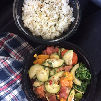 All About Poke - Size medium $11.80 including tax requested to separate my warm rice:) salmon/tuna/spicy - Seafood Near Me - Burbank, California All About Poke - Size medium $11.80 including tax requested to separate my warm rice:) salmon/tuna/spicy - Seafood Near Me - Burbank, California