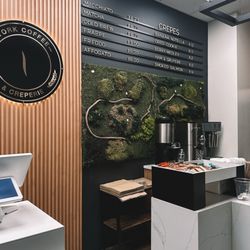 York Coffee and Creperie - Interior and coffee/crepe menu