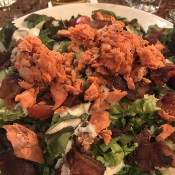 Glacier BrewHouse - Salmon BLT salad. Big chunks of real smoked salmon and bacon - American Near Me - Anchorage, Alaska Glacier BrewHouse - Salmon BLT salad. Big chunks of real smoked salmon and bacon - American Near Me - Anchorage, Alaska
