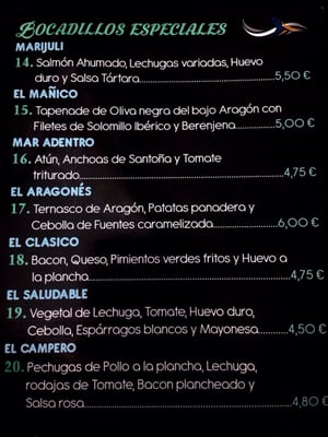Menu photo 1 Snovi Zaragoza, Z