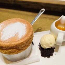 Australasia - Mango soufflé with coconut ice cream