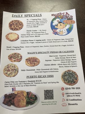 Menu photo 2 Waldy’s Pizza World & More Killeen, TX
