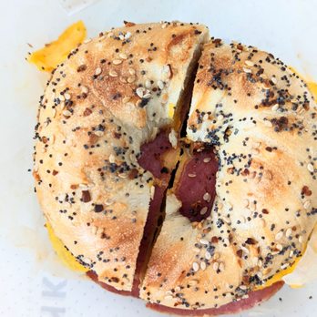 Frankel's Delicatessen - a bagel with cheese and sausage - Delis Near Me - Brooklyn, New York Frankel's Delicatessen - a bagel with cheese and sausage - Delis Near Me - Brooklyn, New York