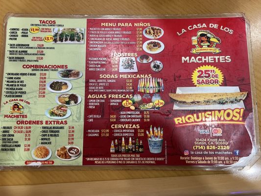Menu photo 8 La Casa De Los Machetes Stanton, CA