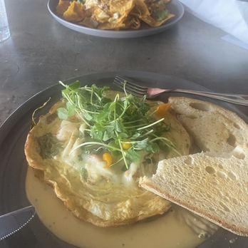 1608 Crafthouse - Shrimp, crab, chorizo frittata and Chilaquiles. - Gastropubs Near Me - Virginia Beach, Virginia