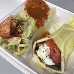 Gyro with Greek salad and rice Gyro with Greek salad and rice