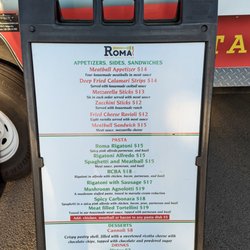 Roma Italian Street Cuisine - Menu as of 09/27/22