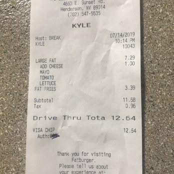 Fatburger - Asked for pickles too, but wasn't going to knock on the window and bother him again. - Fast Food Near Me - Henderson, Nevada Fatburger - Asked for pickles too, but wasn't going to knock on the window and bother him again. - Fast Food Near Me - Henderson, Nevada