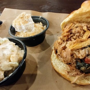 Mission BBQ - Traditional pulled pork sandwich, seasonal potato salad, banana pudding - Barbeque Near Me - Southington, Connecticut Mission BBQ - Traditional pulled pork sandwich, seasonal potato salad, banana pudding - Barbeque Near Me - Southington, Connecticut