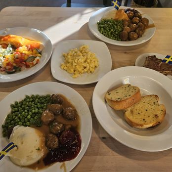 IKEA - Meatballs plate, salmon plate, Mac and cheese, garlic bread, and chocolate almond cake! - Home Decor Near Me - San Diego, California