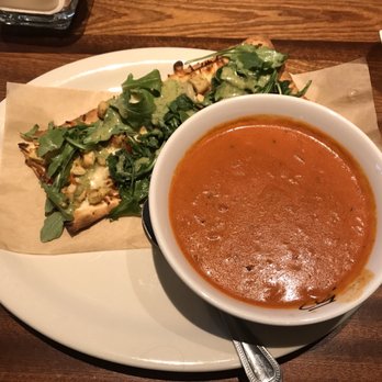 Seasons 52 - Chicken pesto flatbread & Tomato cheddar soup pair - New American Near Me - Columbia, Maryland Seasons 52 - Chicken pesto flatbread & Tomato cheddar soup pair - New American Near Me - Columbia, Maryland