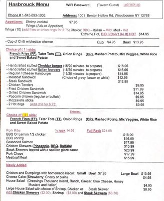 Menu photo 1 Hasbrouck Tavern Woodbourne, NY