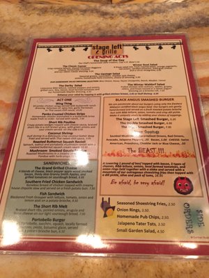 Menu photo 7 Stage Left Grille St. Louis, MO