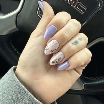 Crystal Nails And Spa - Lavendar inspired nails. Altho they couldn't free hand; they had a massive book of stickers. - Nail Salons Near Me - Ypsilanti, Michigan