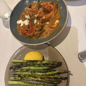 EVOO & Lemon - Shrimp Santorini and grilled asparagus - Mediterranean Near Me - Millburn, New Jersey EVOO & Lemon - Shrimp Santorini and grilled asparagus - Mediterranean Near Me - Millburn, New Jersey
