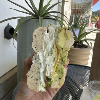 House of Bagels - Everything Bagel with Shmear avocado, cheese and egg - Bagels Near Me - Colma, California House of Bagels - Everything Bagel with Shmear avocado, cheese and egg - Bagels Near Me - Colma, California