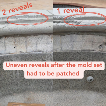 Castro Pool - Unevern reveals after they pulled the mold off. Half the hot tub had one reveal, the other two reveals. - Pool Cleaners Near Me Castro Pool - Unevern reveals after they pulled the mold off. Half the hot tub had one reveal, the other two reveals. - Pool Cleaners Near Me