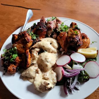 Spice Social - Mix Tandoori Platter $35.00  Truffle chicken, smoky tikka, wings, and sheekh kabab, roasted in their tandoor. - Indian Near Me - Fullerton, California