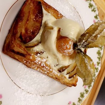 In the Kitchen with Chef Bob Waggoner - Delicious (and super simple) apple puff pastry with vanilla ice cream and a gooseberry on top! Definitely going to make this on my own. - Cooking Classes Near Me - Charleston, South Carolina In the Kitchen with Chef Bob Waggoner - Delicious (and super simple) apple puff pastry with vanilla ice cream and a gooseberry on top! Definitely going to make this on my own. - Cooking Classes Near Me - Charleston, South Carolina