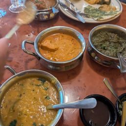 Chicken Tikka, Dhal Yellow Curry, Spinach Paneer.