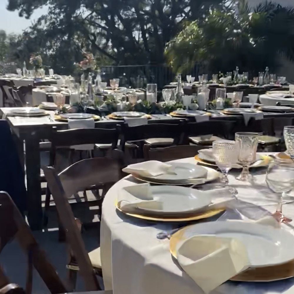 Rustic Yard Events - 8ft. Farm table and 60" round table - Party Equipment Rentals Near Me - Pacoima, California Rustic Yard Events - 8ft. Farm table and 60" round table - Party Equipment Rentals Near Me - Pacoima, California