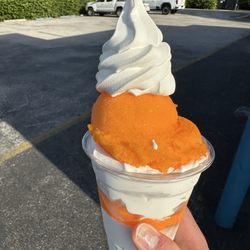 Mr. Ice Guy - Vanilla gelato with orange Italian ice